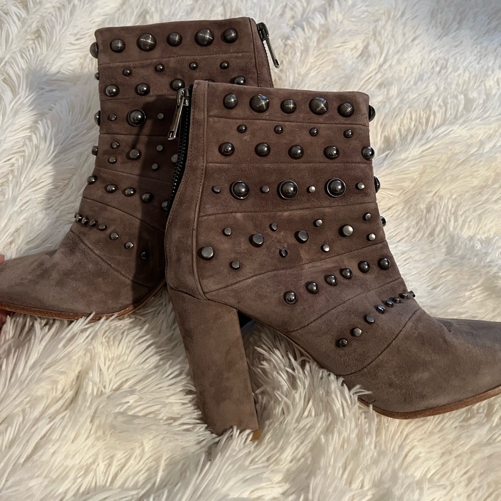 Badgley Mischka Suede Studded Booties - Picture 1 of 12